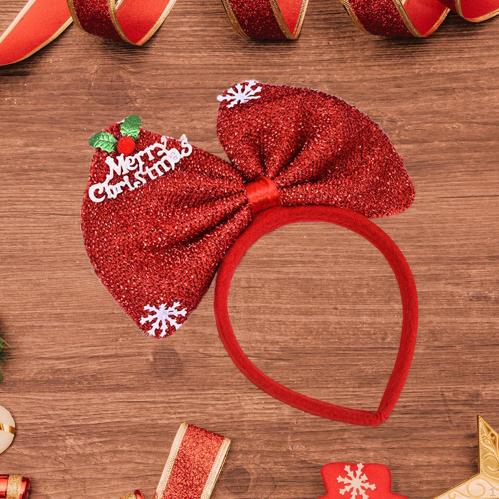 

Обруч для волос с бантом Рождественская повязка на голову Головной убор Веселое украшение на голову Рождество для Red