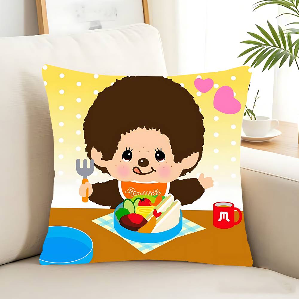 Cartoon M-MonchhichiS Pillow Case Removable Washable Cushion Cover – All-Season Soft Linen