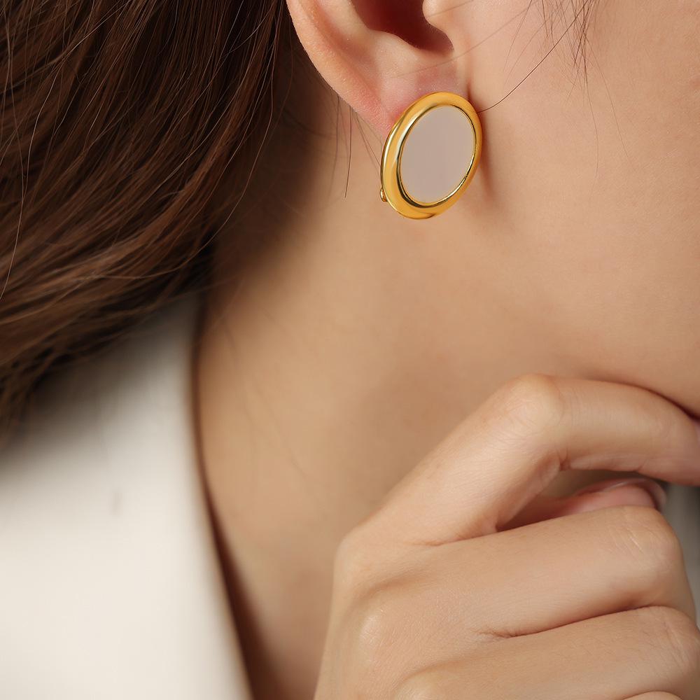 Unique Mother-of-Pearl Inlaid Disc Earrings
