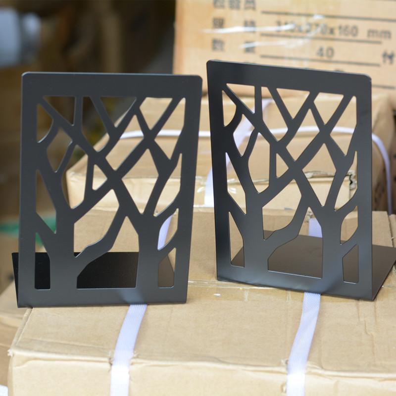 Metal bookshelf with two trees