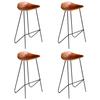Bar Stools - VIDAXL - Brown - Genuine Leather - Industrial - Loft