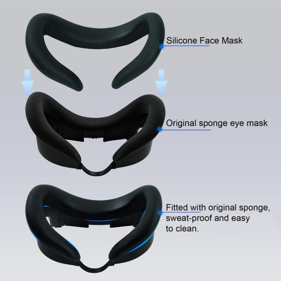 Fone de ouvido VR Silicone À prova de suor Lavável Almofada facial macia Previne vazamento de luz Realidade Virtual