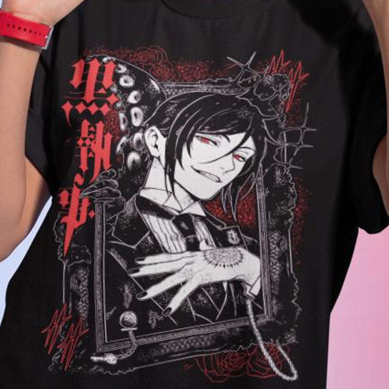 Unisex, Black Butler Shirt, ciel phantomhive, Sebastian T-Shirt, Kuroshitsuji, Toboso Yana, Sebastian, Japanese, Vintage, Grunge S