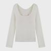 Women's Brushed Velvet Thermal U-Neck Long-Sleeve Slim Fit Top for Autumn & Winter
