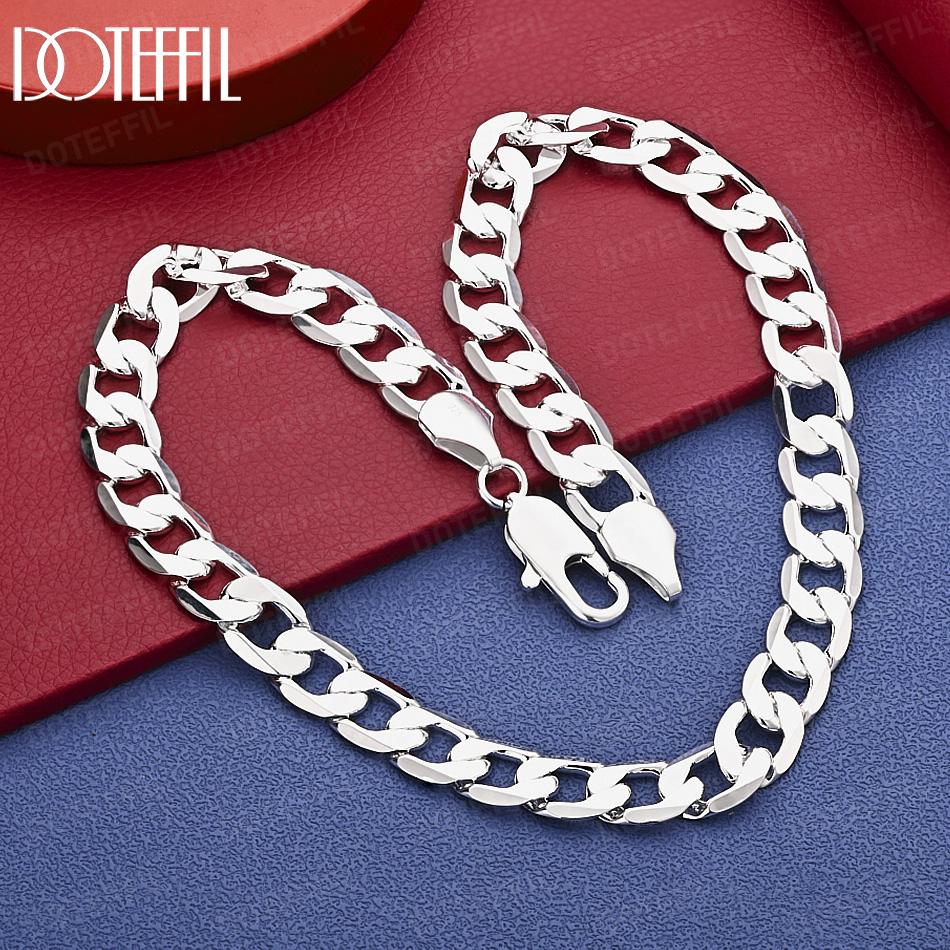 925 Sterling Zilver 12mm Zijschakelketting 16-30 Inch Bruiloftssieraden Mode Cadeau Ketting