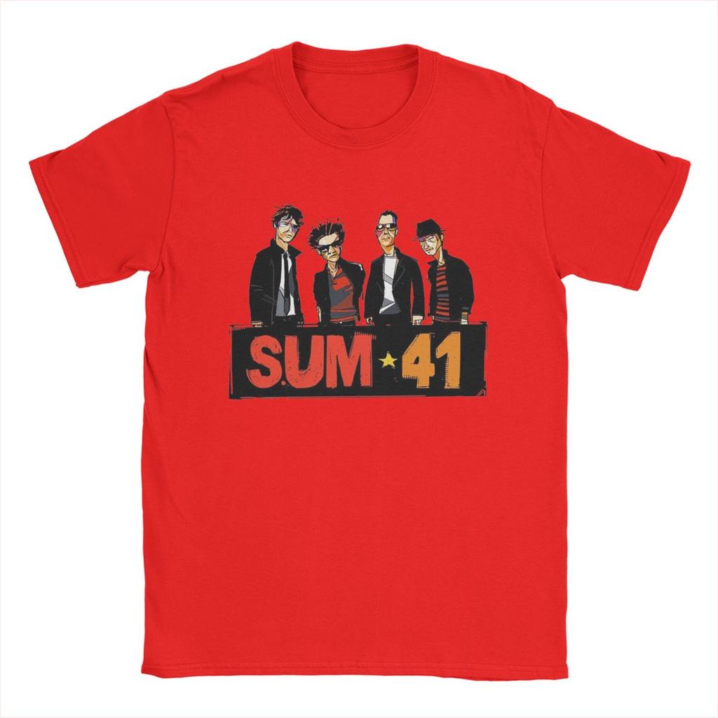 Novelty Band Sum 41 T-Shirt for Men Crew Neck Pure Cotton T Shirts SUM41 Punk Short Sleeve Tees Graphic Printed Clothing