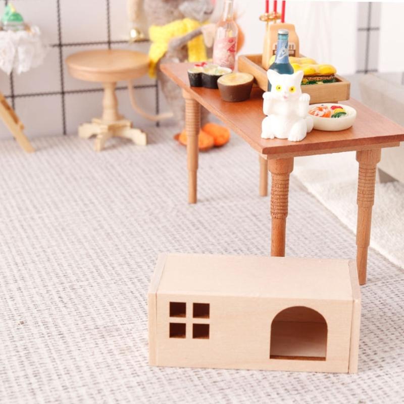 Dog Chamber Model Pet Dog House Dollhouses Pet 1:12 Scale Realistic Playset Door Pet Dog House Model Creative Fun
