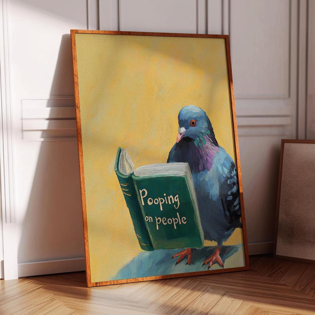 Animal Reading Book Wall Decor Poster, Funny Cat Print, Animal Reading Funny Book Art, Humorous Animal Art Home Decor Gift