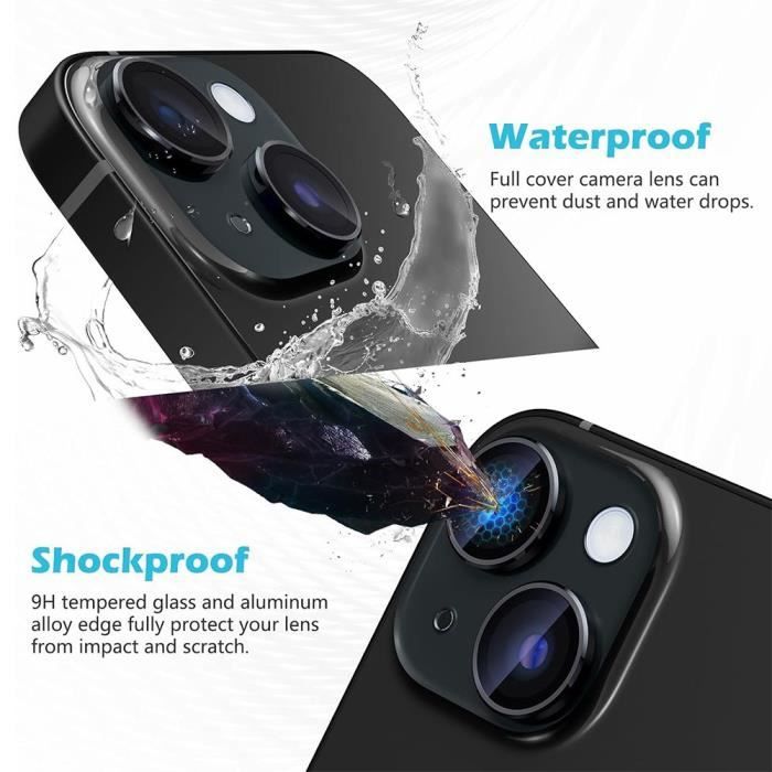 Camera Protection Glass - Rigid - for iPhone 15/15 Plus - 9H Tempered Glass - Black Edge - 0.33 Mm