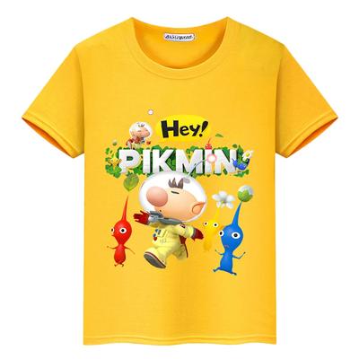 Pikmin Cartoon Printed Pure Cotton Casual Short Sleeved T-shirt for Boys and Girls