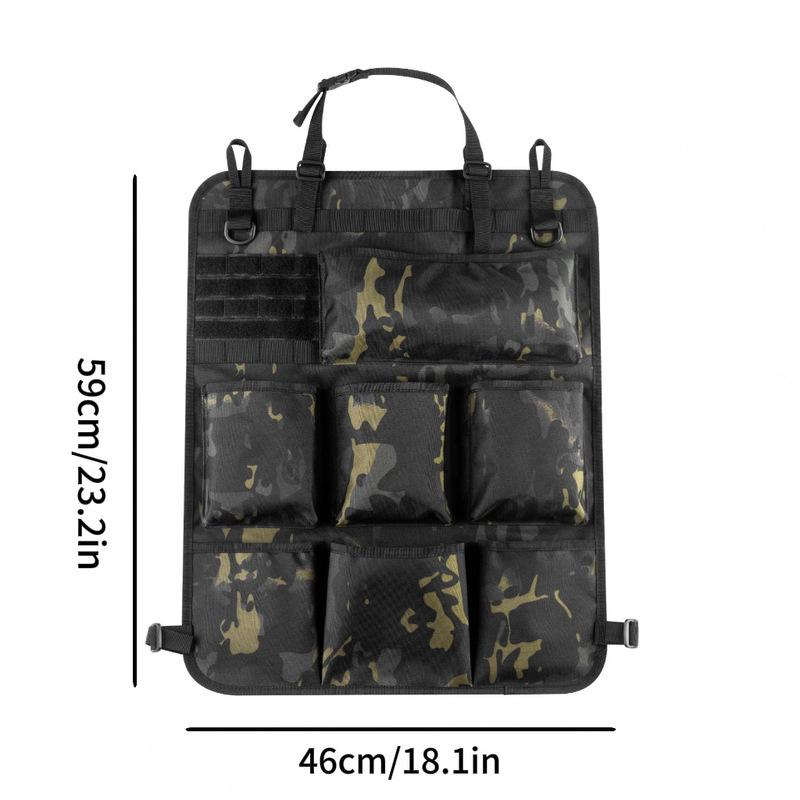 Universal Vehicle Seat Back Organizer Military Style Camo Storage Bag with 7 Pockets Tactical Auto Organizer for Car Truck SUV