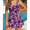 New Printed Halter One-piece Swimsuit V-neck Swimsuit Conservative Hot Spring Swimsuit Women