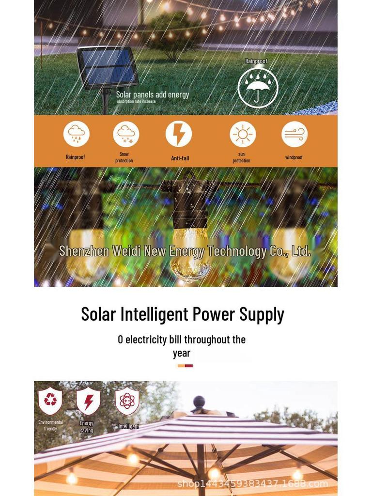 S14 Solar Garden Party String Lights - Outdoor Atmosphere & Holiday Decor