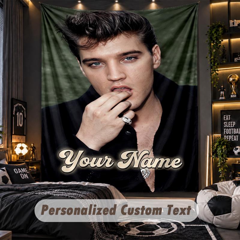 TapestryElvis Presley Custom Name Text Personalized Wall Hanging Tapestry Home Wall Decor