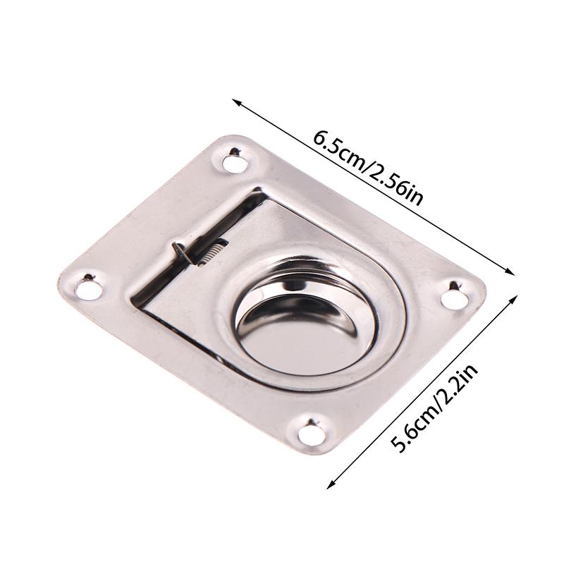 1Pc 65X56Mm Stainless Steel Square Pull-Ring Springloaded Boat Deck Hatch Pull Flush Mount Hardware Cabinet Recessed Rings Pull