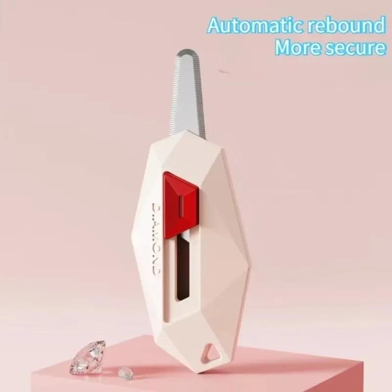 1pc Multifunctional Mini Unpacking Tool Automatic Rebound Portable Sawtooth Packaging Unpacking Device Mini Cutter Letter Opener