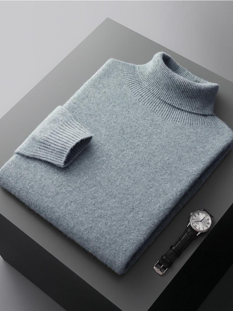 Spring & Autumn Men's Pure Wool Plus Size Knit Sweater - Versatile, Trendy, Lightweight.