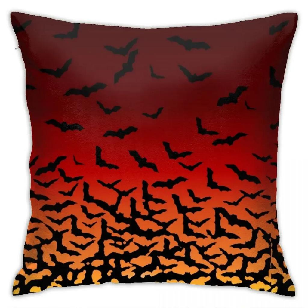 Halloween Horror Pumpkin Bat Print Pattern Cushion Cover Home Living Room Sofa Decoration Polyester Zipper Pillow