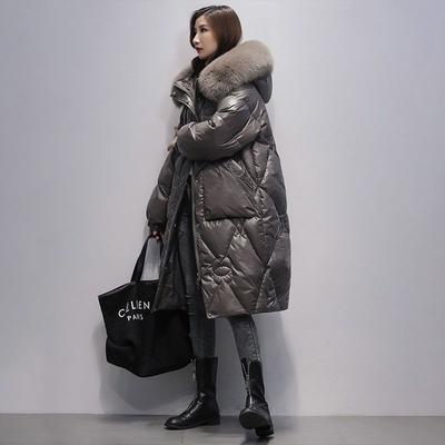 Winter Übergroße Damen Daunen Baumwolljacke Winddicht Kapuze Dick Pelzkragen Locker und Warm Parkas