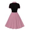 Women's Short Sleeve Midi Dress U Neck High Waist Elegant Polka Dot A-Line Dress Contrast Color Vintage Commuter Belted Casual Summer Dress