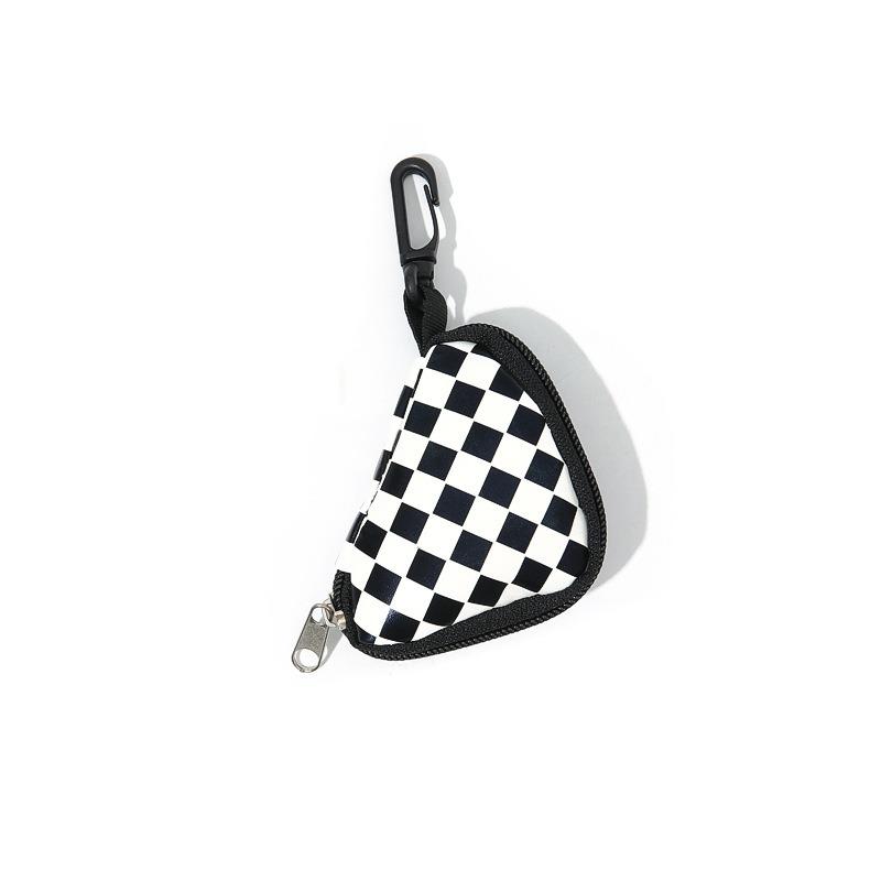 Tide Card Checkerboard Earphone Bag Removable Chain Multi-functional Bag Pendant Change Bag Coin Bag Clothing Accessories