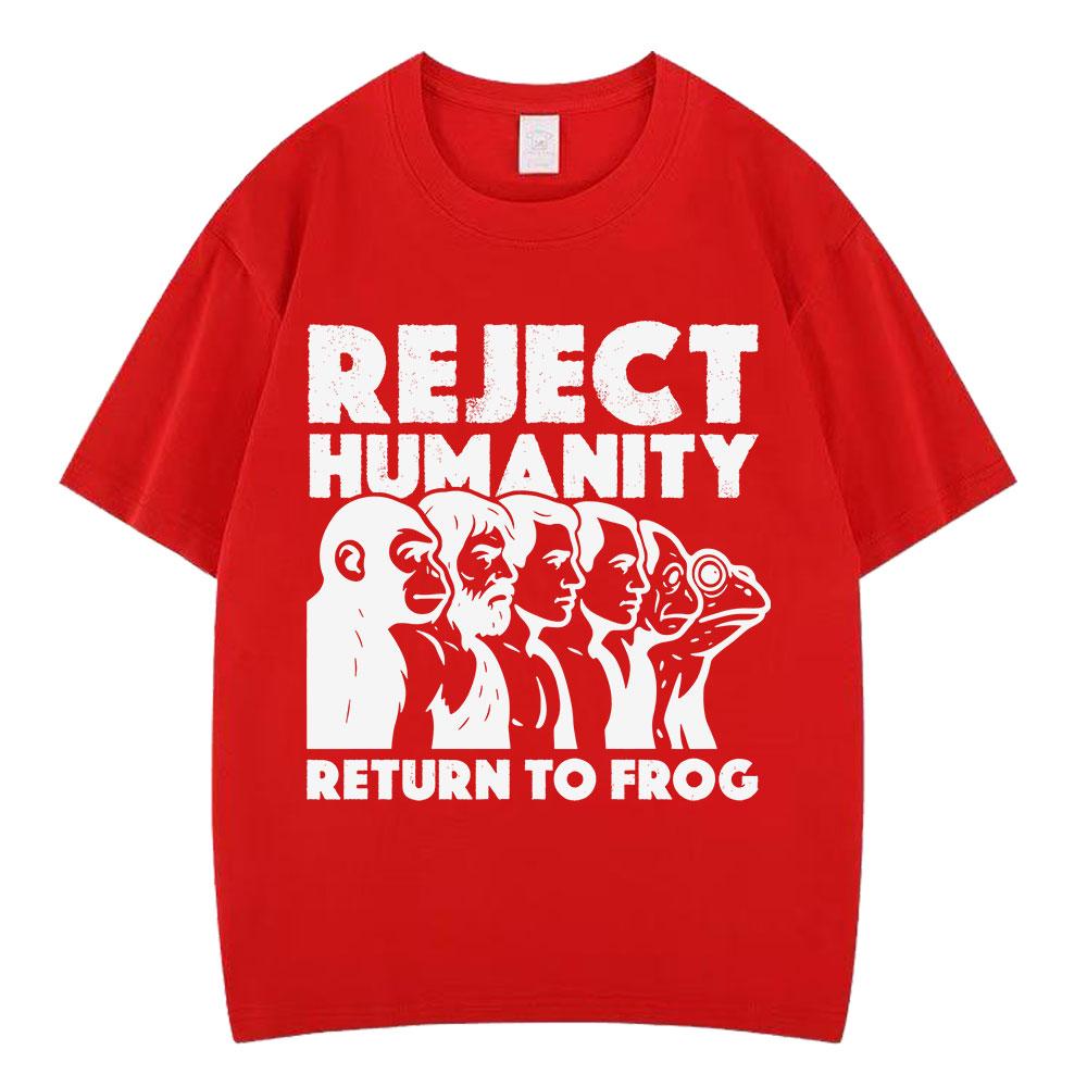 Reject Humanity Return To Frog Evolution ApetoFrog Funny Graphic Tees Men Women Vintage Tshirt  Loose Casual Hiphop Tshirts S