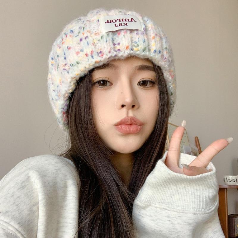 Hat Women's Autumn and Winter New Versatile Wool Hat Warm Ear Protection Windproof Knitted Hat Cold Hat