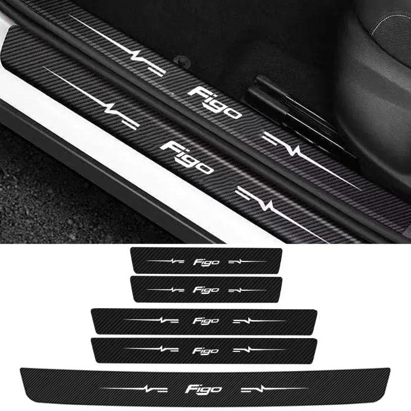 AJX1 For Ford FIGO Logo Car Door Sill Protector Sticker Waterproof Anti Scratch Guard Plate Decal Auto Modification Accessories