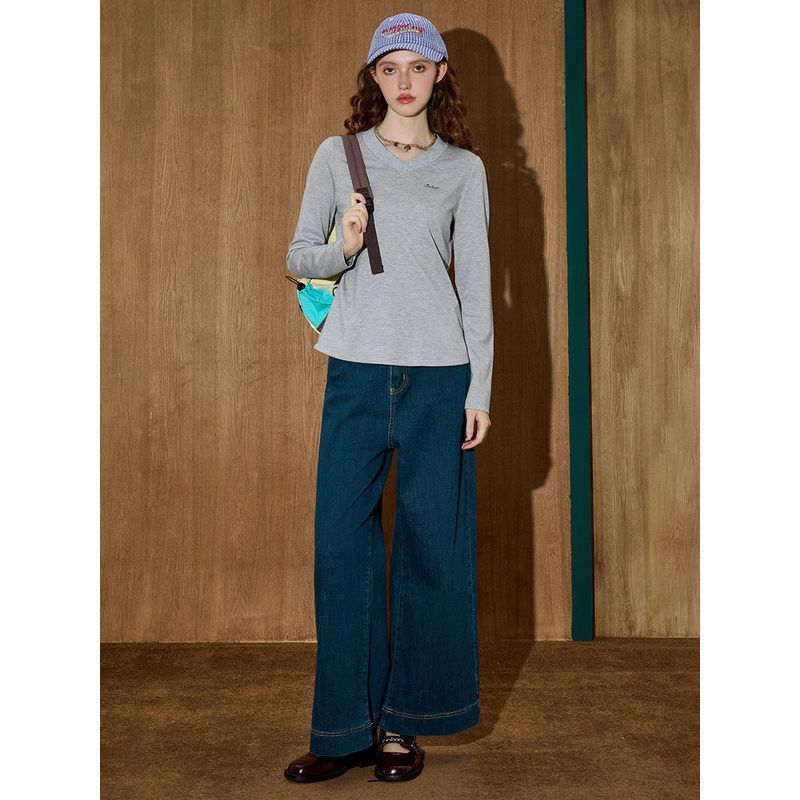 Coolhut2025 Autum High-Waisted Nine-Point Slimming Wide-Leg Flared Jeans for Women