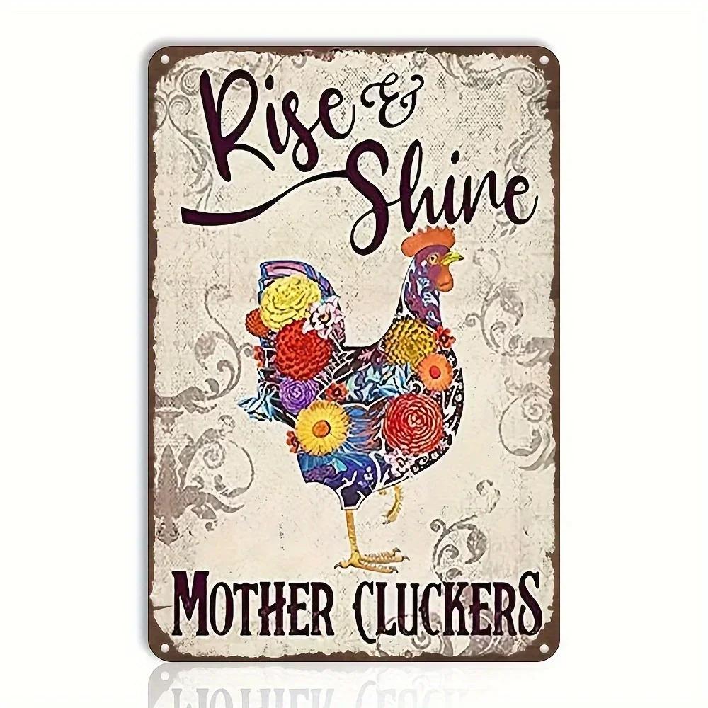 Vintage aluminiumskyltar för kycklingfarm för mysig kaféinredning