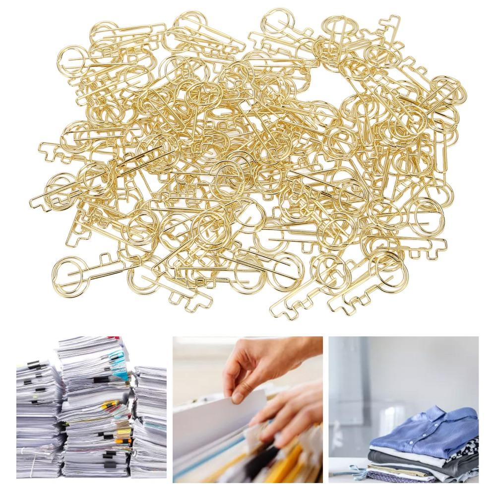 100PCS Key Shaped Key Shaped Paper Clip with Storage Box Bookmark Clip  Office Supplies