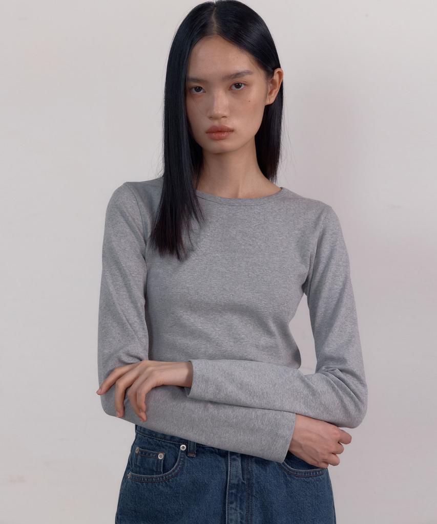 38COMEONCOMMON Symbol Slim Long Sleeve T-Shirts (Melange Gray)
