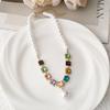 French Retro Colored Glass Pearl Clavicle Necklace