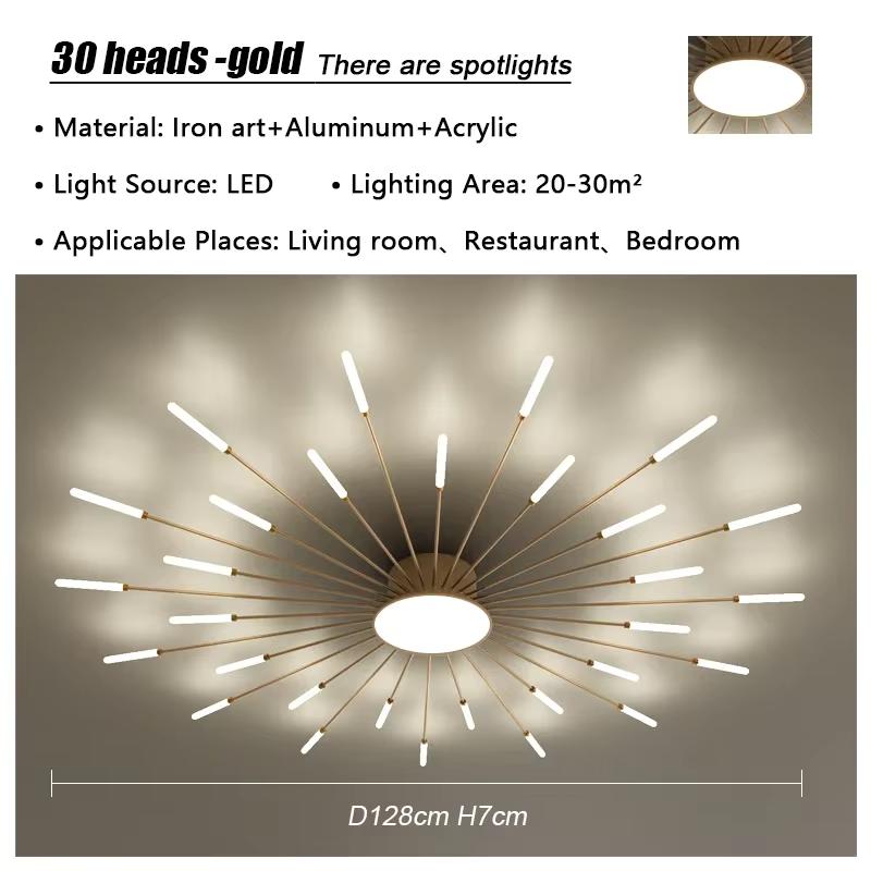 Modern Firework Led Ceiling Lights Home Decor Living Room Bedroom Ceiling Lamps Lustre Lighting Black Gold Mounted Lamp Fixtures