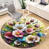 1pc Floral Stained Office Round Area Rug, Indoor Mat Suitable ForOffice, Under Office Chairs Bedroom Living Room Home Decor, Room Deco  D092