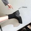 Fashion Black Leather Chelsea Boots Women Luxury Square Toe Thick Sole Non-slip Ankle Boots Cozy Chunky Heel Platform Shoes