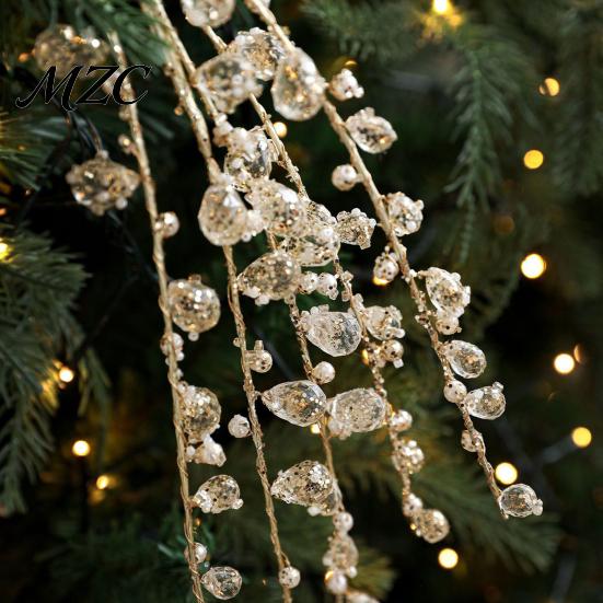 Mantelpiece Holiday Accents Faux Crystal Christmas Tree Picks, Acrylic White Glitter Sprays for Decor And Clear Faceted Beads Wreath Centerpieces,