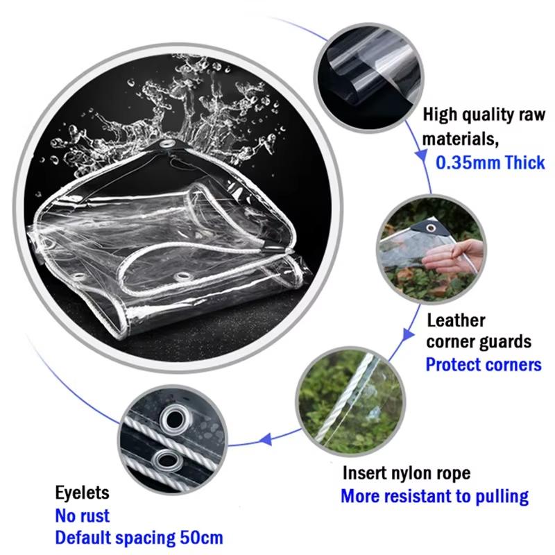 0.35/0.55MM Thickness Transparent PVC Tarpaulin Rainproof Cloth Balcony Windows Awning Tarp Pet House Waterproof Cover Tarpaulin