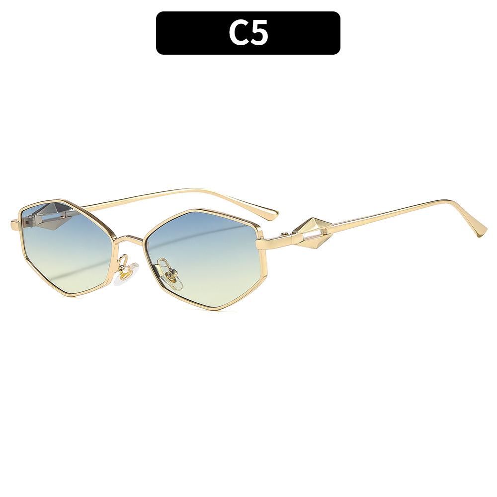 European And American Fashion New Irregular Metal Sunglasses High-End Casual Light Luxury Street Shooting Versatile Sunglasses Women'S Glasses