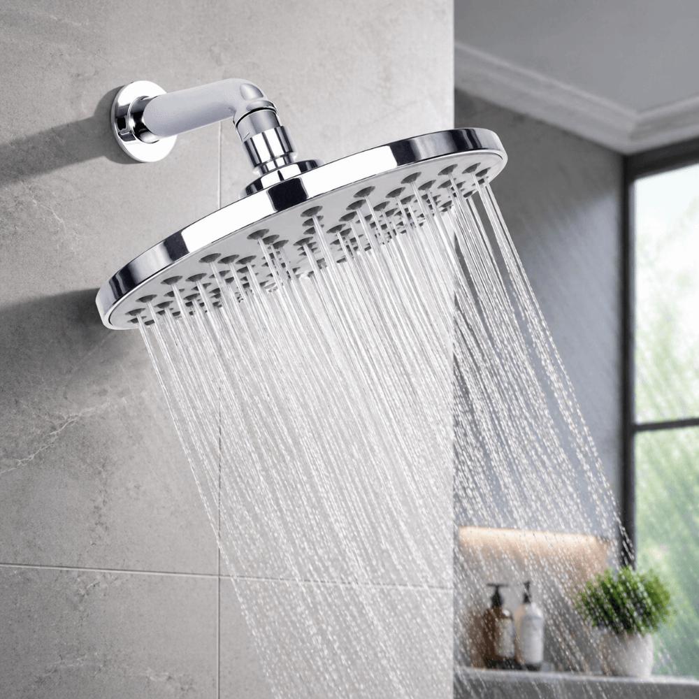Premium Material Round Shower Head Chrome Plated Finish Concealed Mount Showerhead Apartment