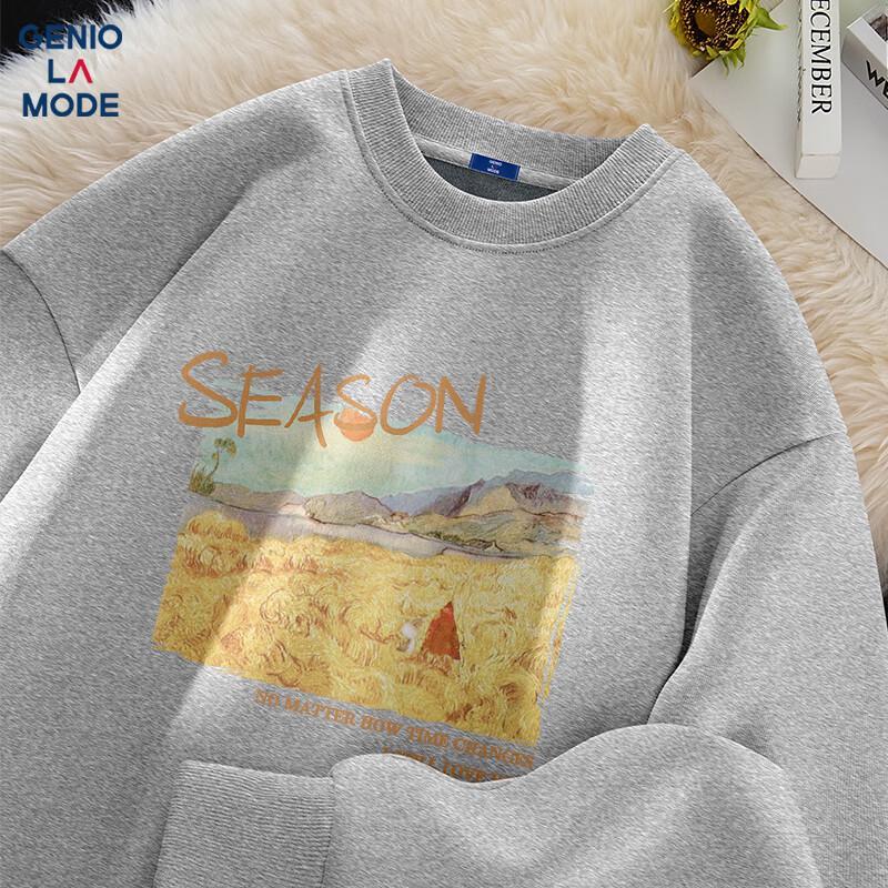 

GENIOLAMODE Men s Fleece-lined Round Neck Pullover Sweatshirt XL