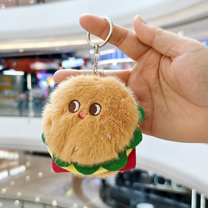 Cute Hamburgers French Fries Delicious Food Pendant Plush Stuffed Toy Doll Bag Pendant Keychain Jewelry Accessory Decoration