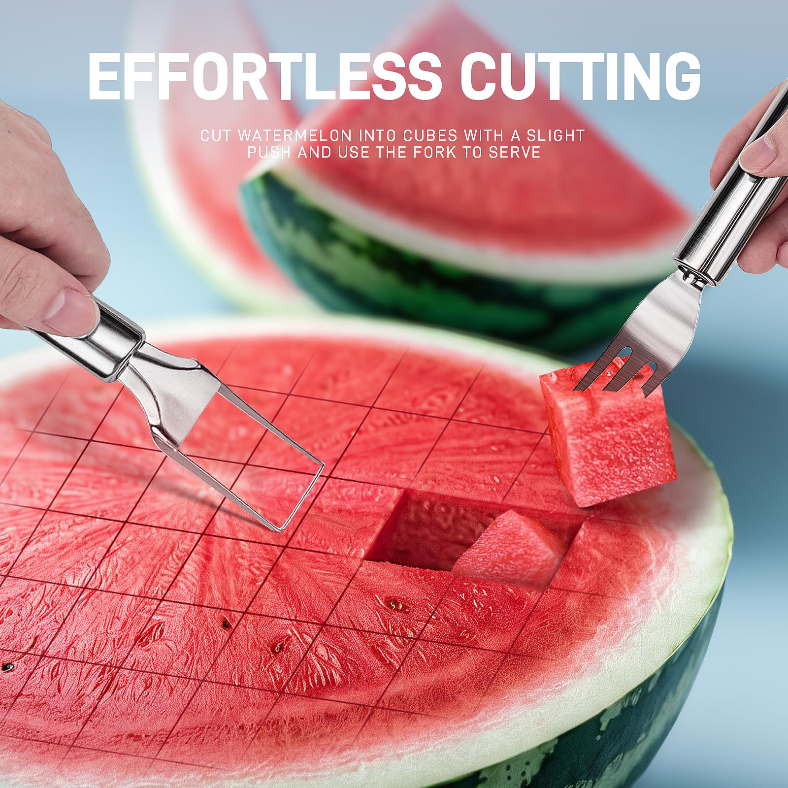 

Stainless Steel Dual Head Watermelon Cutter Fruit Fork Kitchen Tool (BPA Free,No FDA) Type A
