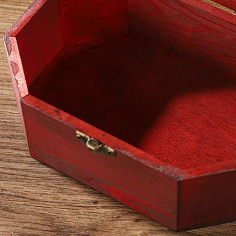 Vintage Wooden Jewelry Box Octagonal Design Storage Container with Lid and Handle Gift Box Snacks Dried Fruits for Home Decors