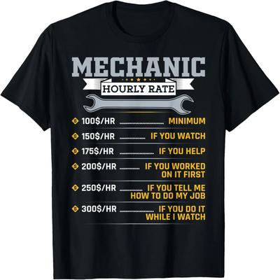 T-shirt Homme Drôle Mécanicien Taux Horaire Mécanicien Automobile Type de Voiture