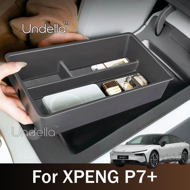 Pour XPENG P7+ P7plus 2026 2027 Boîte de rangement d'accoudoir de voiture Console centrale Console centrale Charge sans fil Coussinet en silicone Accessoires