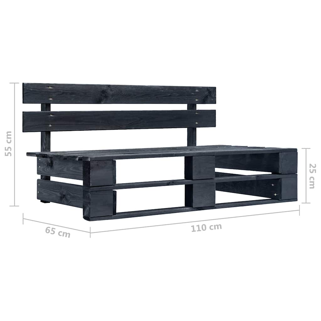 Garden Pallet Middle Sofa Black Impregnated Pine Wood