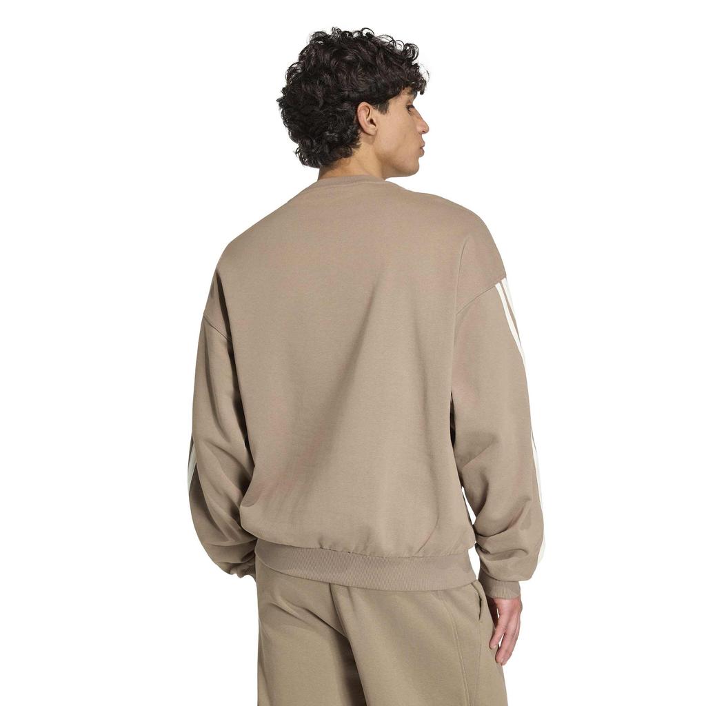 KIT Sweat Crew BW222 XS [Adidas] 3-Stripes Men's Khaki/Off-White (KW2388)