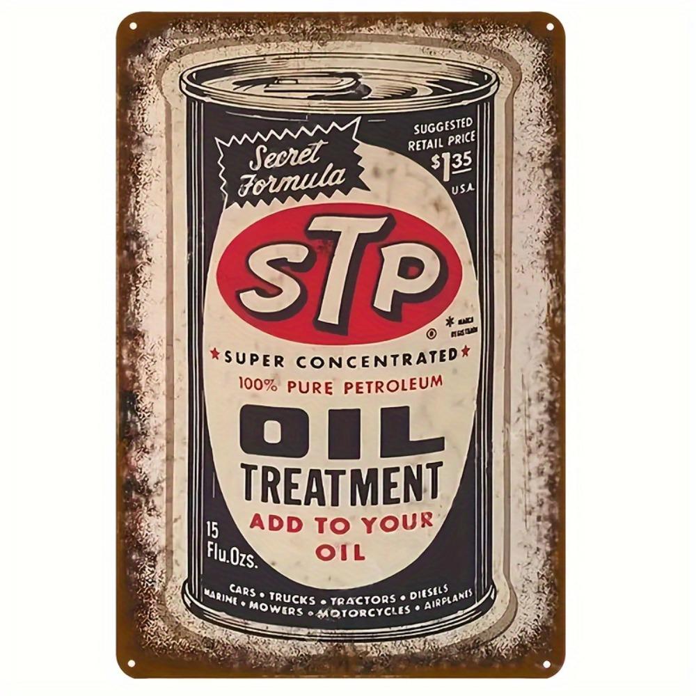 

Vintage STP Oil Metal Sign 8x12 Rustic Wall Art BlackWhite Decor for Garage Man Cave Bar 20x30cm（7.8x11.8inch）