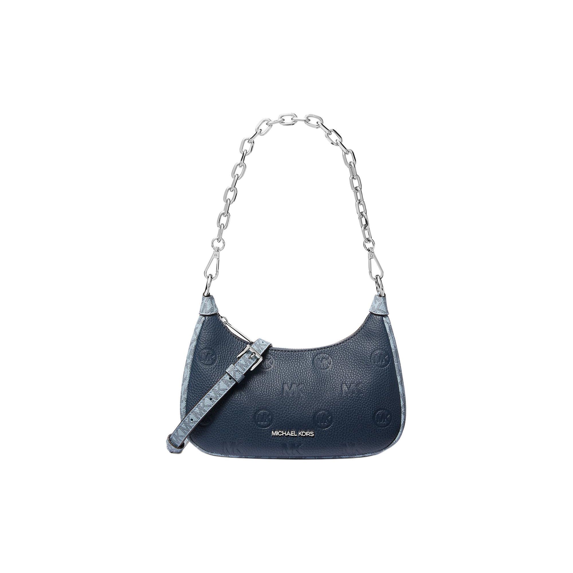 

Michael Kors MK Cora Logo Embossed Zipper Closure Polyurethane Tote Crossbody Shoulder Bag Medium Women Bags Navy-Blue 35R4S4CU6L-0394 Basic Set (Bag+Dust Bag)